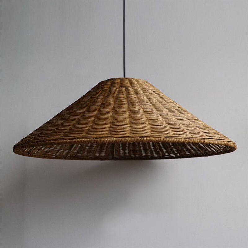 Stylish Retro Woven Rattan Cone Pendant Light - Eco-Friendly Design