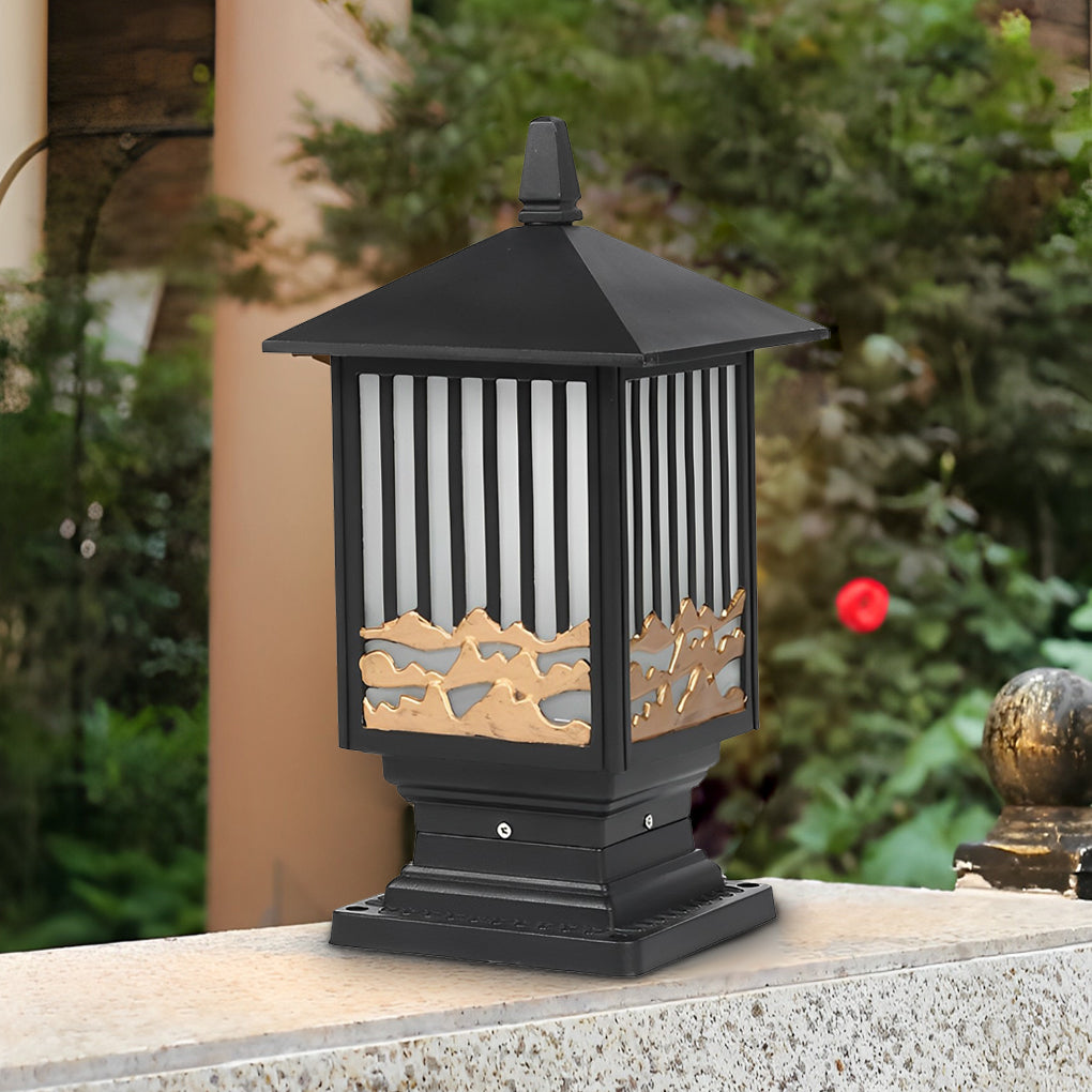 Retro Waterproof LED Solar Fence Post Lights - Vintage Black Design