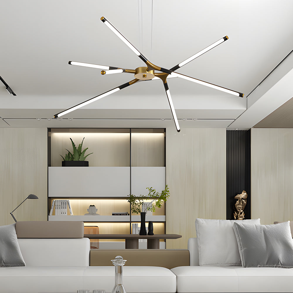 Dimmable LED Linear Sputnik Chandelier - Modern Living Room