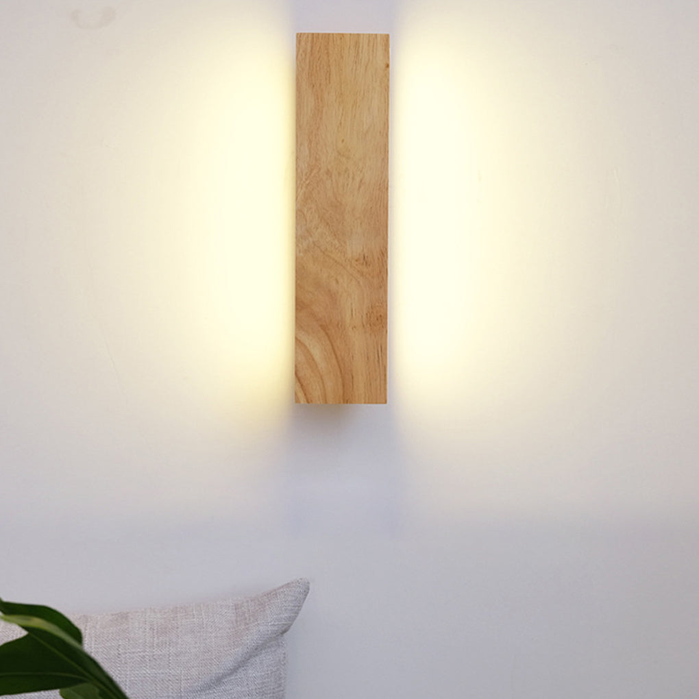 Rotatable Minimalist Rectangular Wood LED Wall Lamp - Stylish Fixture