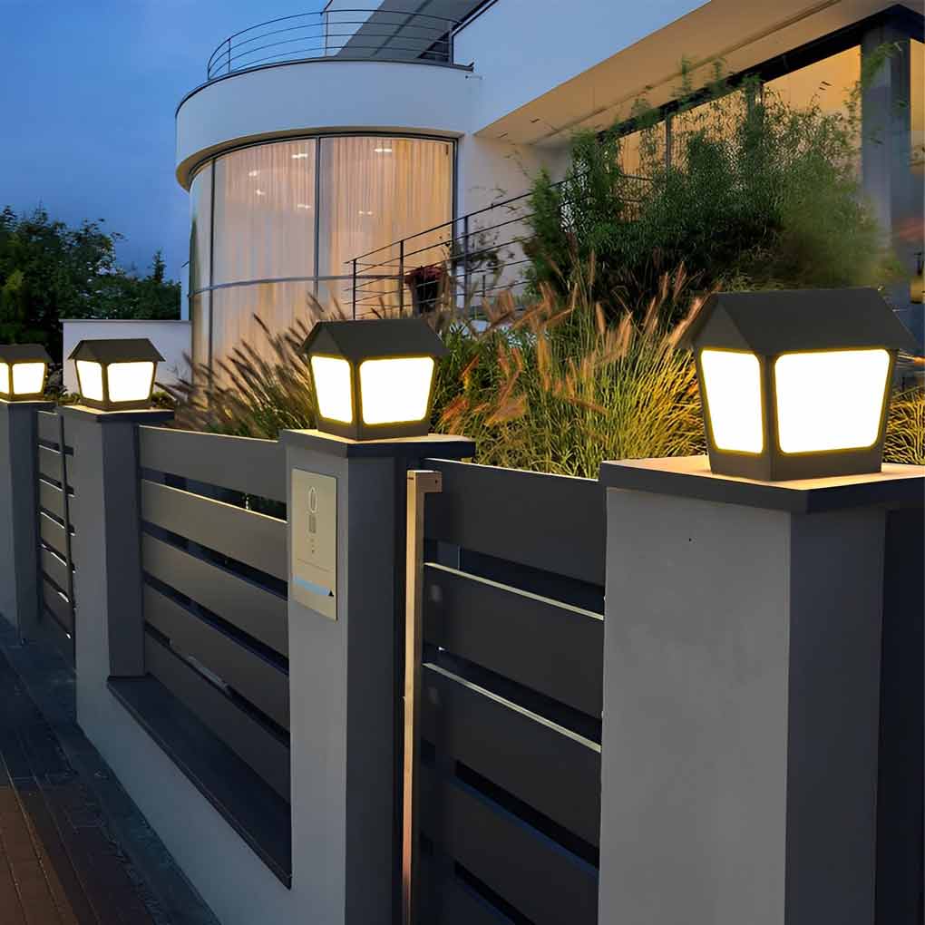 Modern Solar Black Cottage LED Waterproof Fence Post Lights