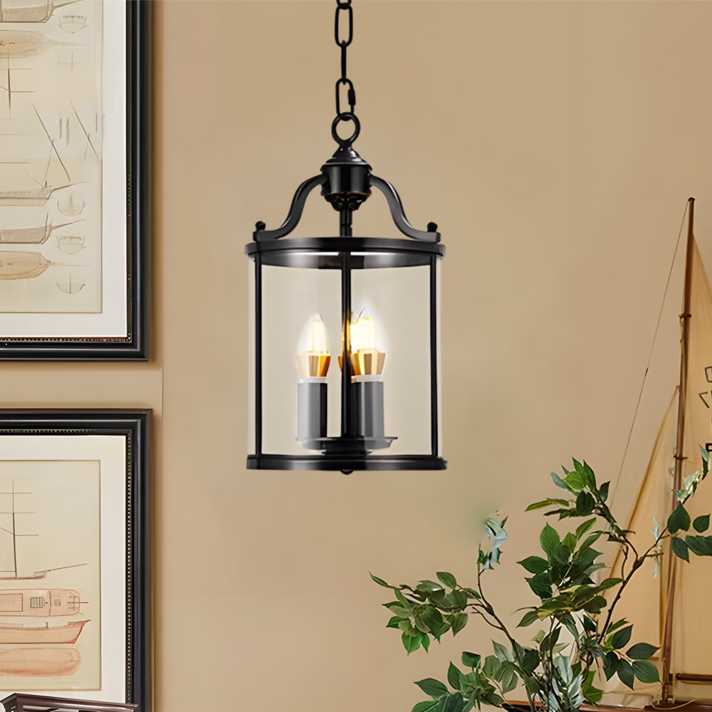 Elegant 3/4-Light Vintage Black Glass Lantern Pendant