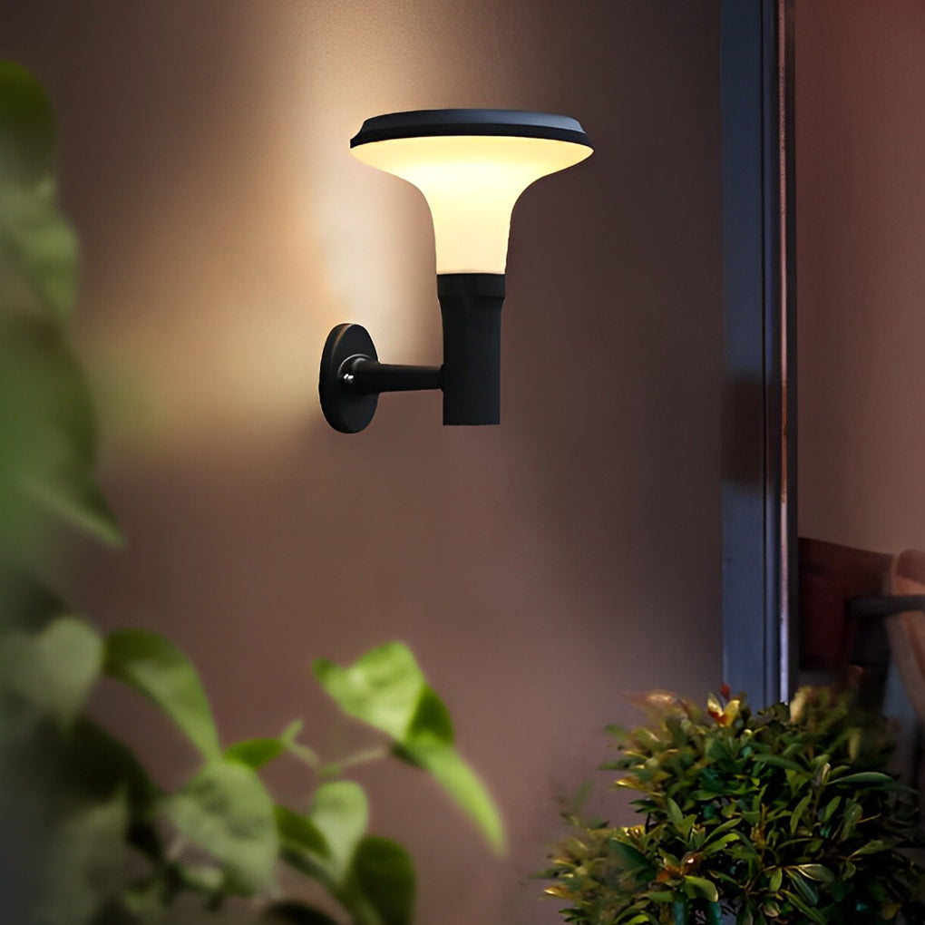 Modern Waterproof Black Solar Wall Lamp - Round Flower Design