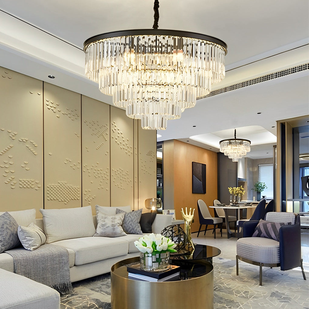 4-Layer Crystal Round Chandelier - Luxury 3-Step Dimming