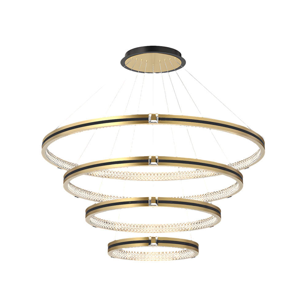 Brushed Gold Modern Chandelier - 3-Step Dimming Simple Circles