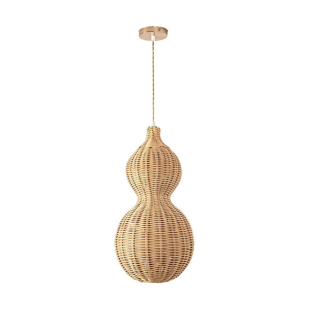 Stylish Woven Rattan Gourd Pendant Light for Outdoor Patios