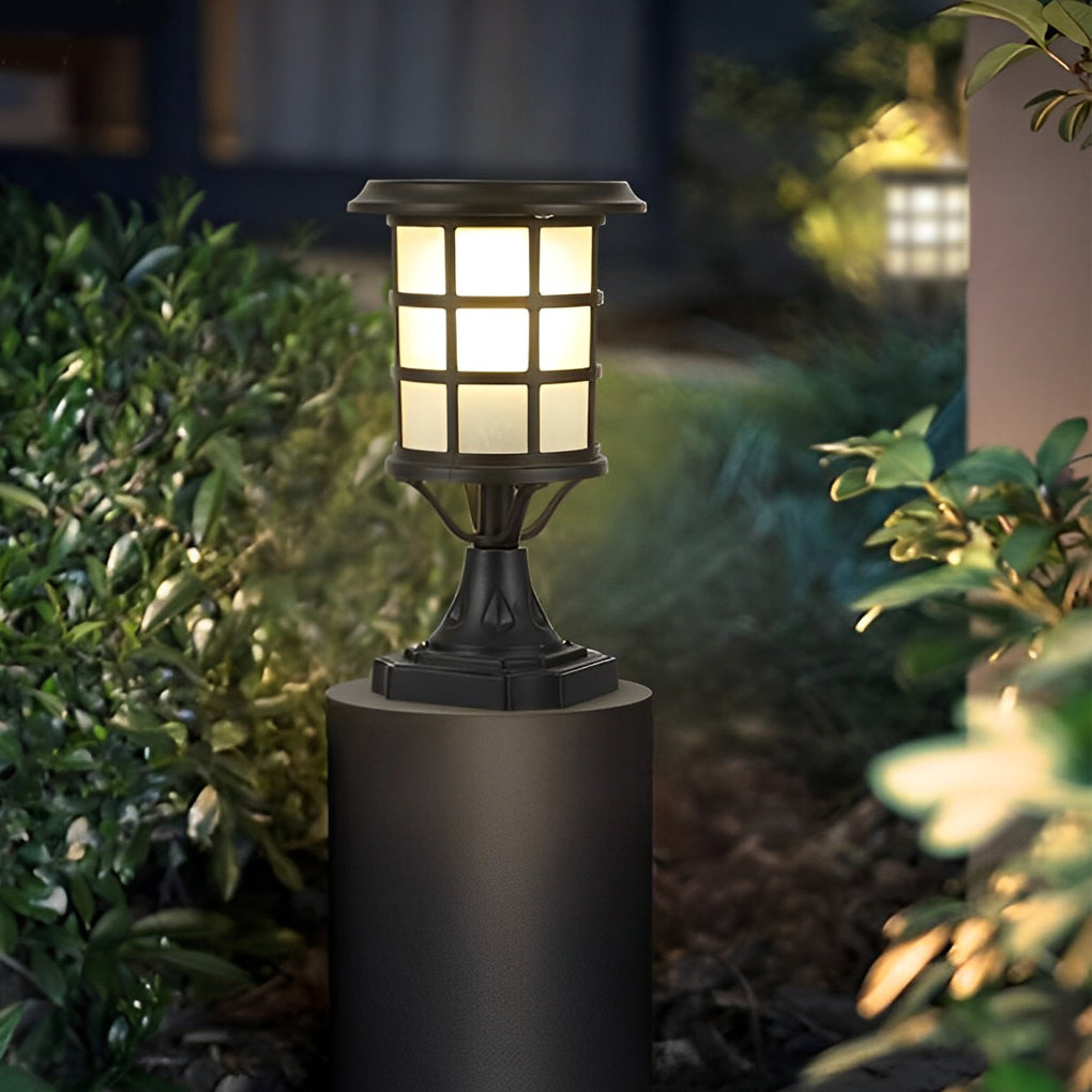 Modern Waterproof Solar LED Fence Post Lights with Remote - Black