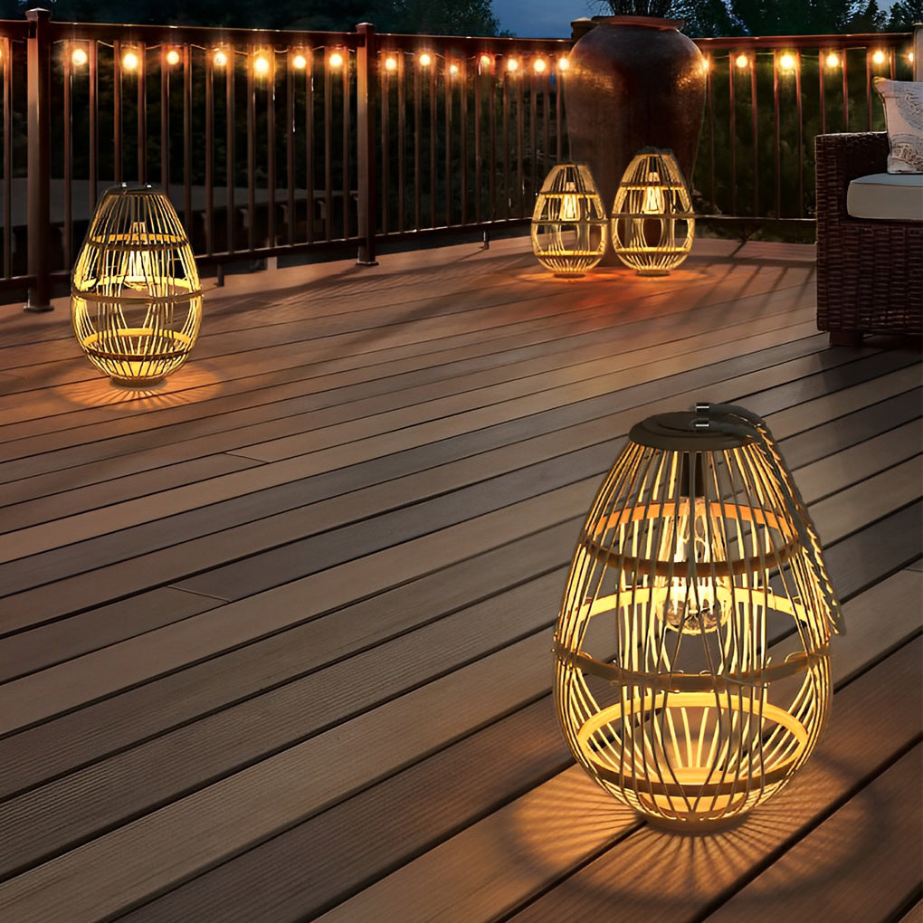 Modern Waterproof Solar Garden Lights - Portable Rattan LED Lawn Lamp