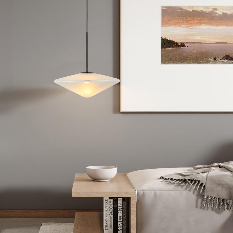 Illumix - Luminara | Scandinavian Pendant Light | Minimalist Design - Pendant light - Black+Milk White Glass