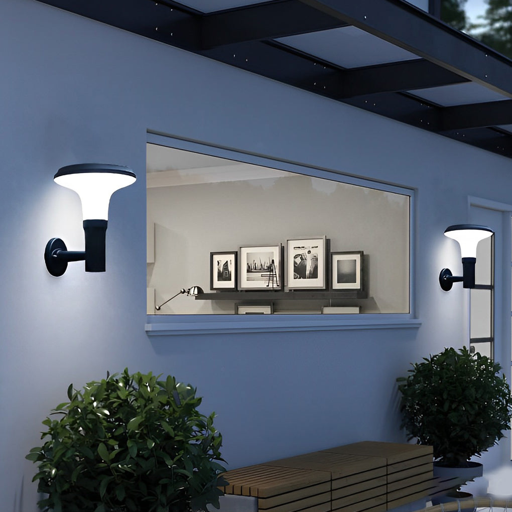 Modern Waterproof Black Solar Wall Lamp - Round Flower Design