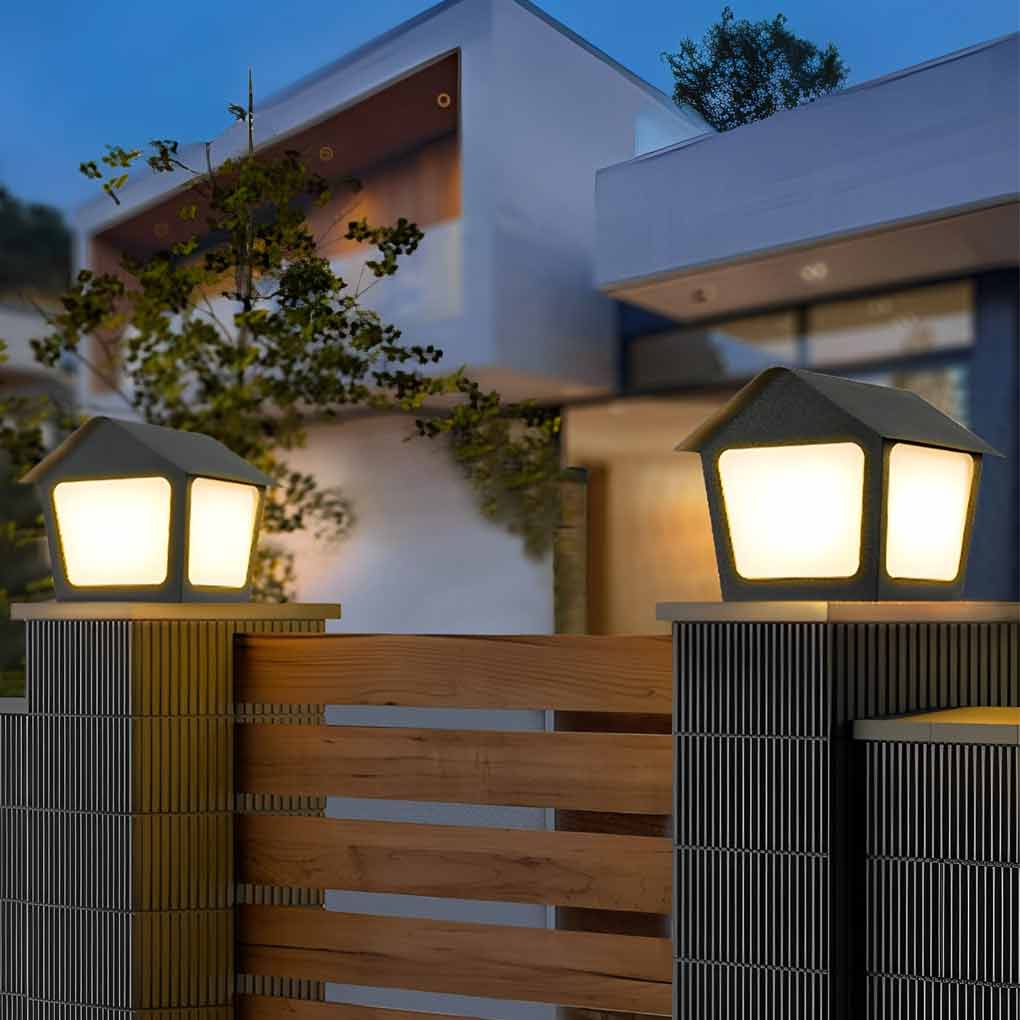 Modern Solar Black Cottage LED Waterproof Fence Post Lights