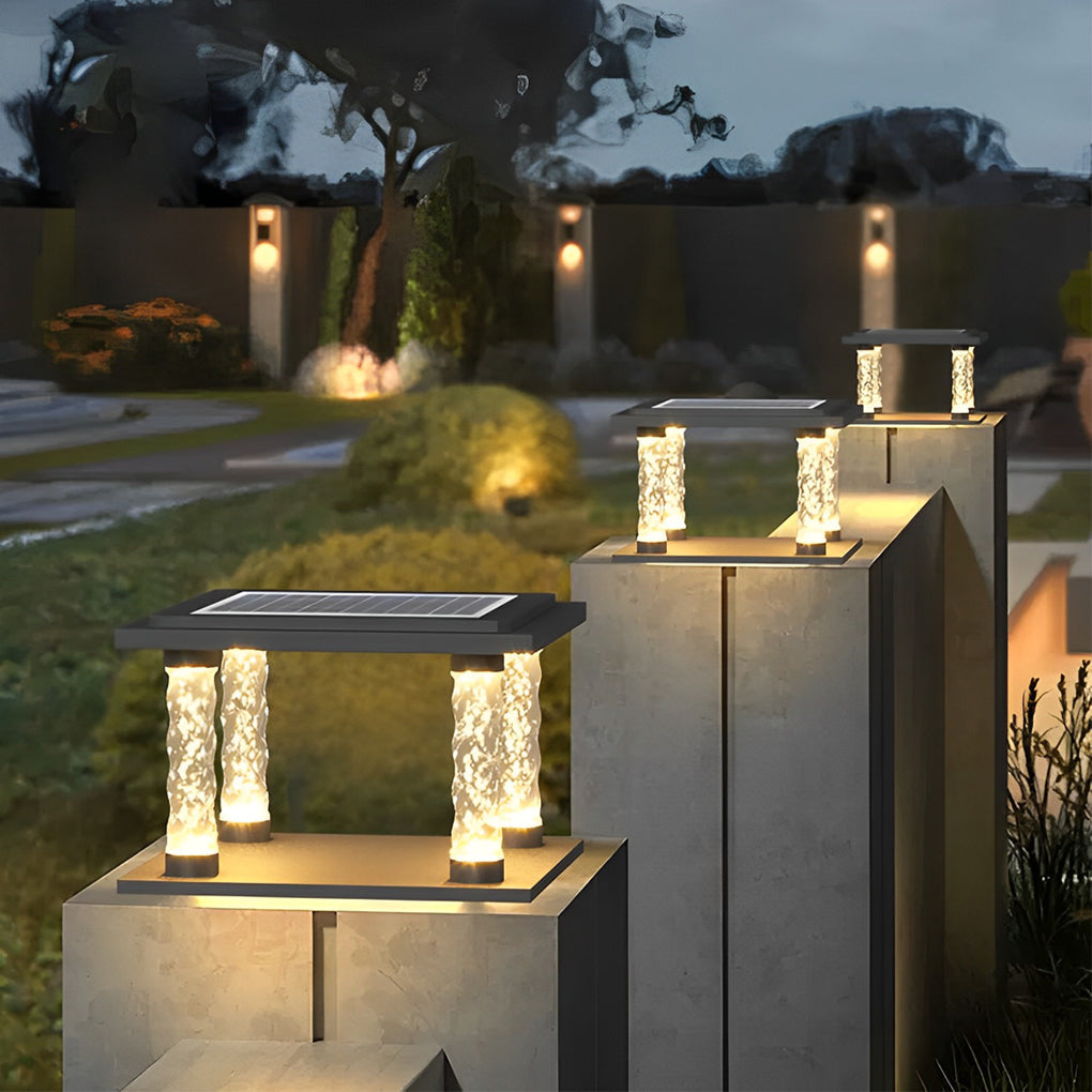 Waterproof LED Solar Post Cap Lights - Modern Design for Bubbles