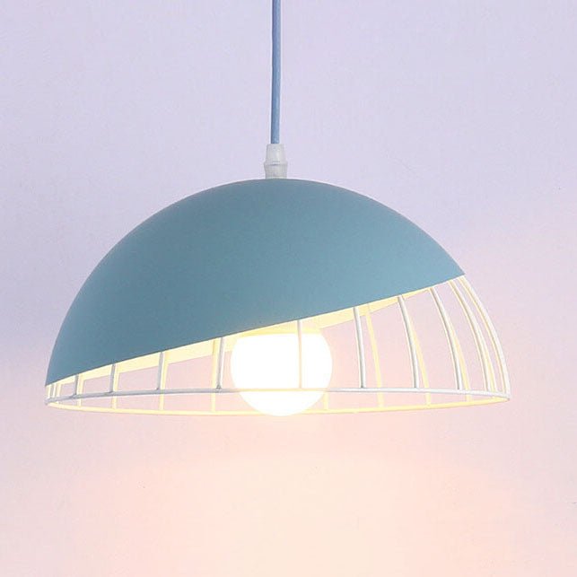 Nordic Macaron 1-Light Aluminum Wire Dome Pendant Light