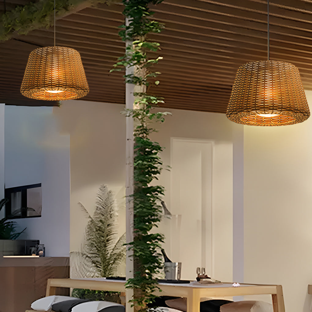 Ralph LED Outdoor Pendant Light - Stylish Rattan Shade Design