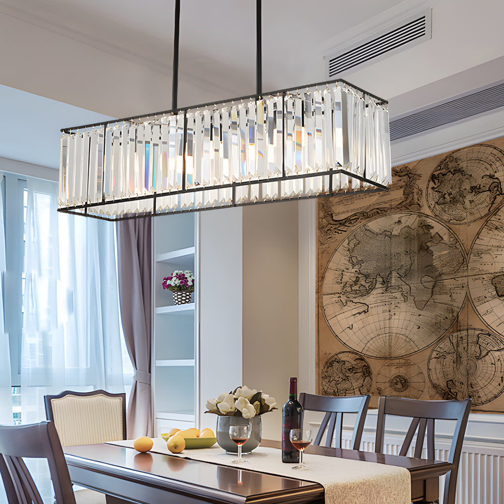 Elegant 4-Light Dimmable Crystal Chandelier for Kitchen Island