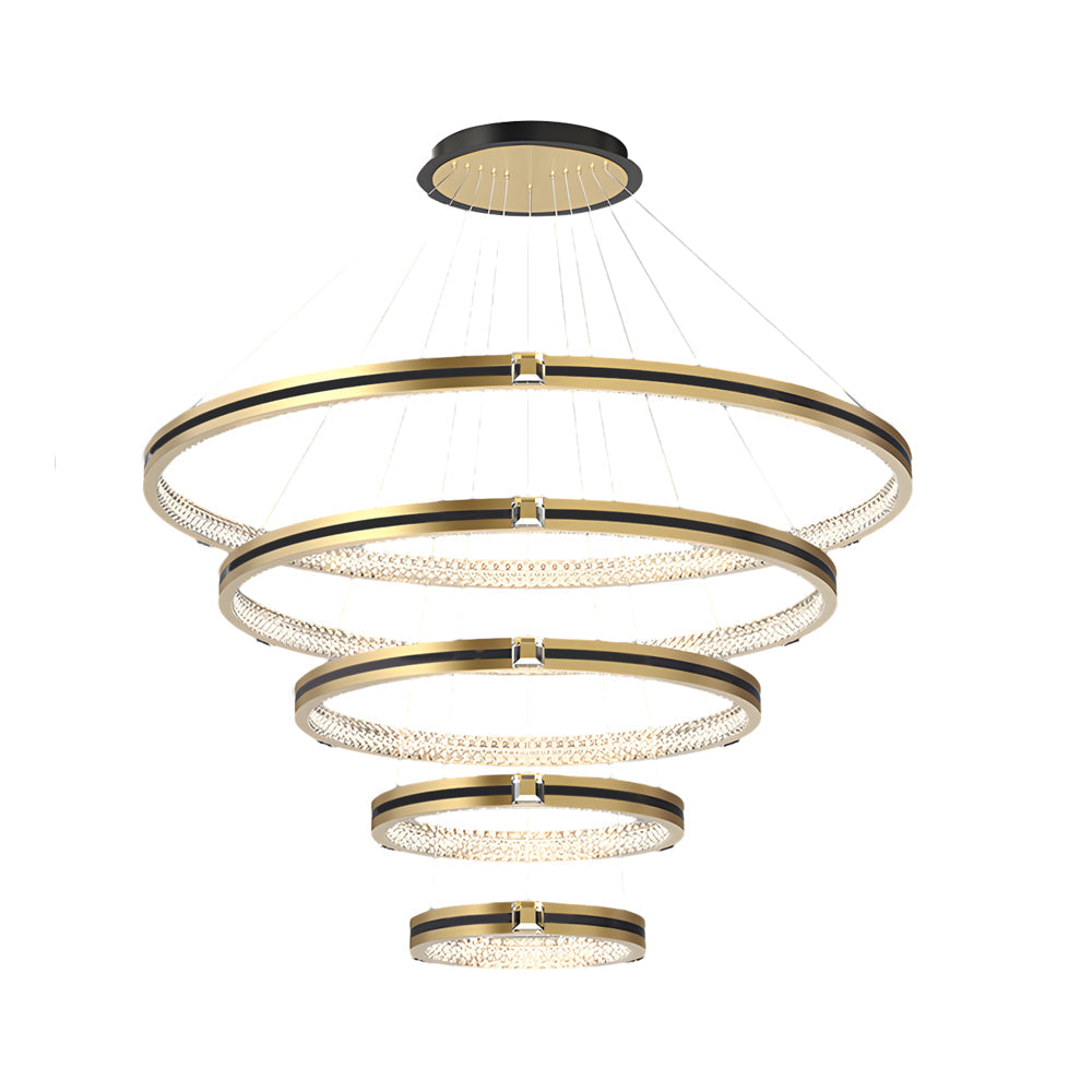 Brushed Gold Modern Chandelier - 3-Step Dimming Simple Circles