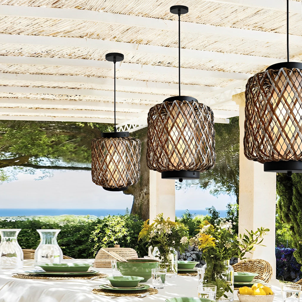 Rustic Modern Waterproof Rattan Outdoor Chandelier Lights