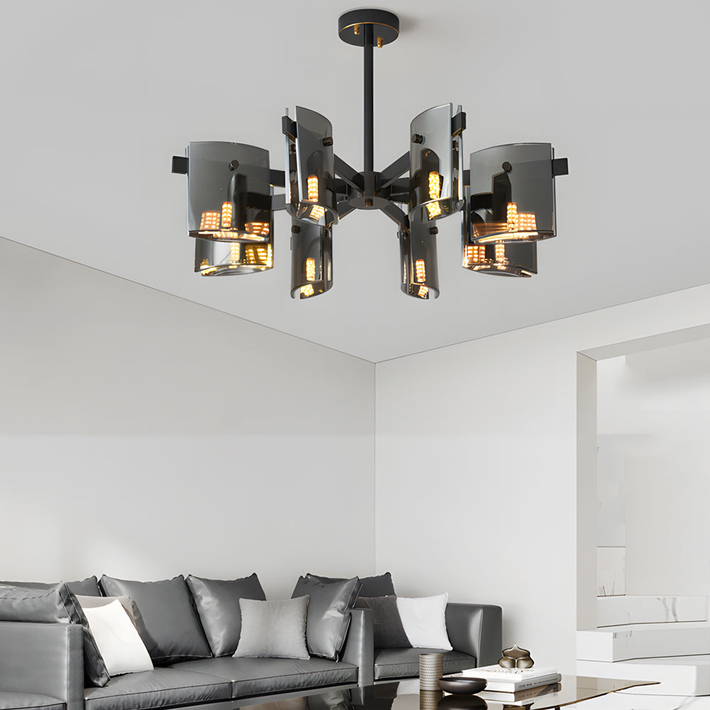 6/8-Light Dimmable Metallic Glass Chandelier - Elegant Lighting