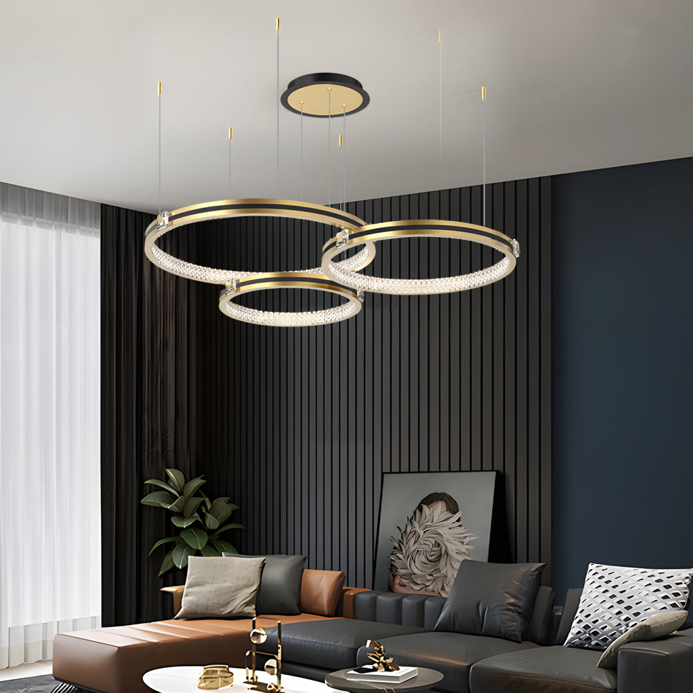 Brushed Gold Circular Ceiling Light - 3-Step Dimming Fixture