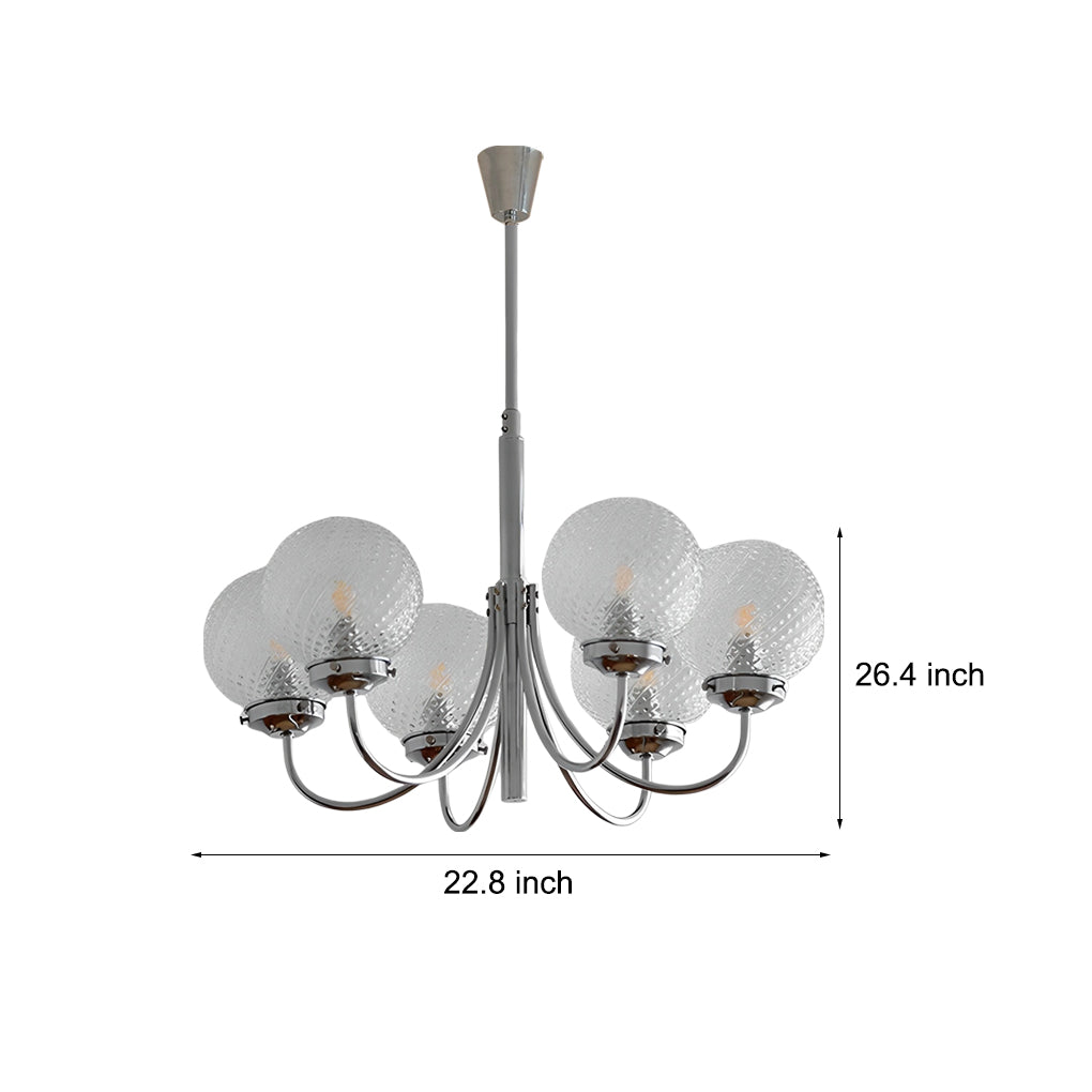 6-Light Minimalist Planet Glass Ball Chandelier - Modern Elegance