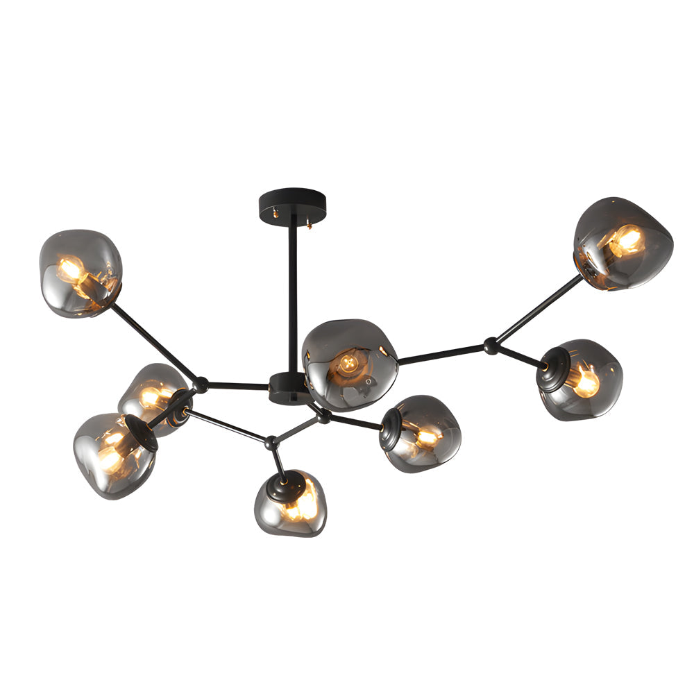 Elegant 3/5/8-Light Dimpled Lava Glass Chandelier - Black Arms