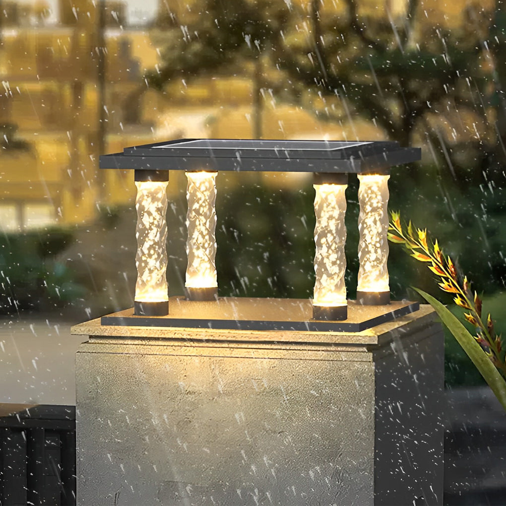 Waterproof LED Solar Post Cap Lights - Modern Design for Bubbles