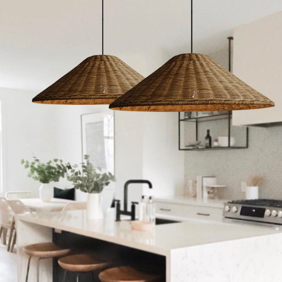 Stylish Retro Woven Rattan Cone Pendant Light - Eco-Friendly Design