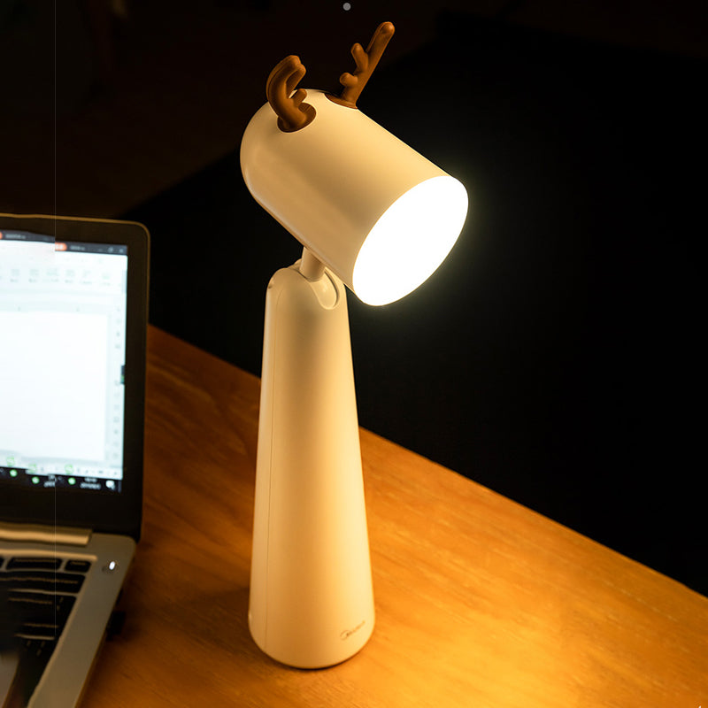 Antlers USB Rechargeable White Desk Lamp with Night Light