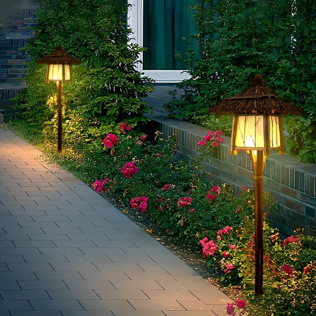 Rustic Bamboo E27 Warm Landscape Lights for Pergola & Pathway