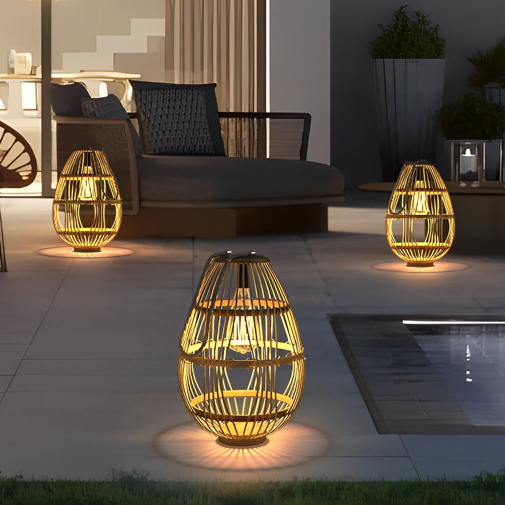 Modern Waterproof Solar Garden Lights - Portable Rattan LED Lawn Lamp