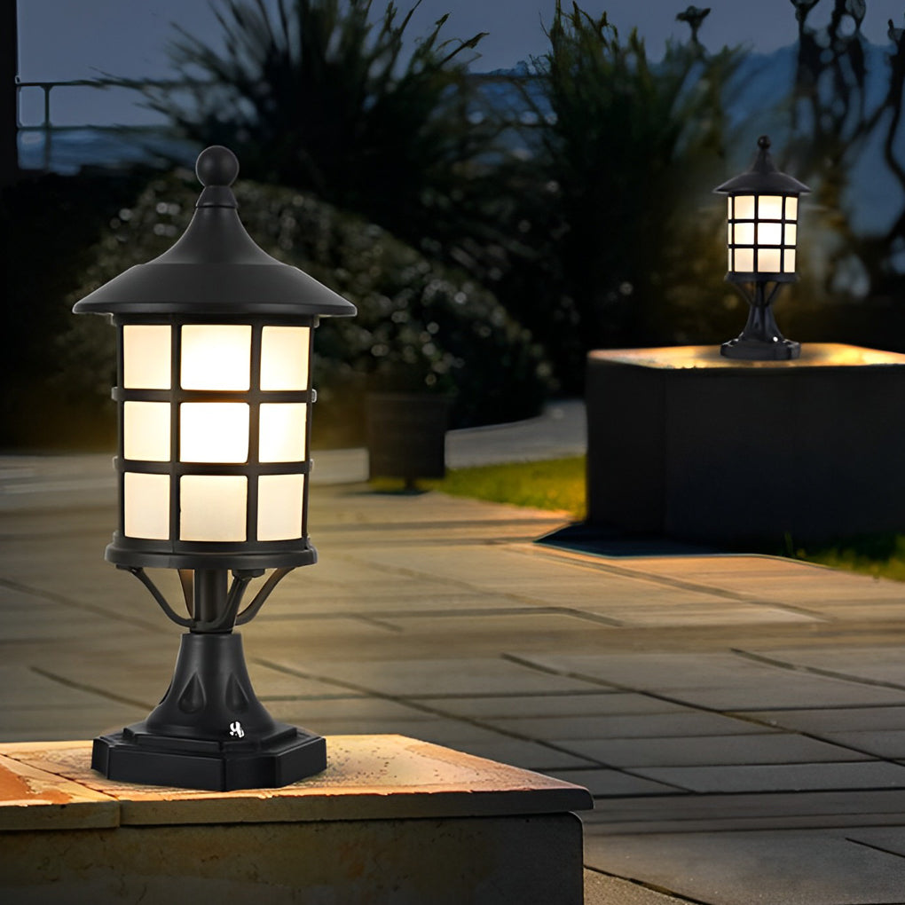 Modern Waterproof Solar LED Fence Post Lights with Remote - Black