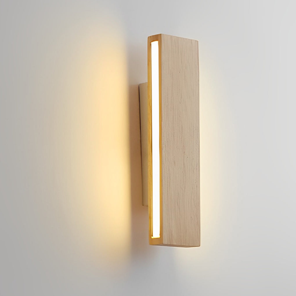 Rotatable Minimalist Rectangular Wood LED Wall Lamp - Stylish Fixture