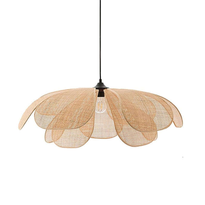 Rustic Rattan Petal Pendant Light - Elegant Shade for Cozy Spaces