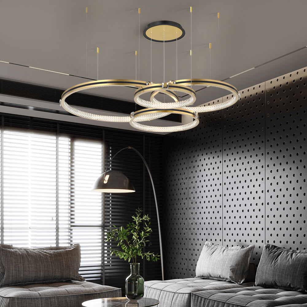 Brushed Gold Circular Ceiling Light - 3-Step Dimming Fixture