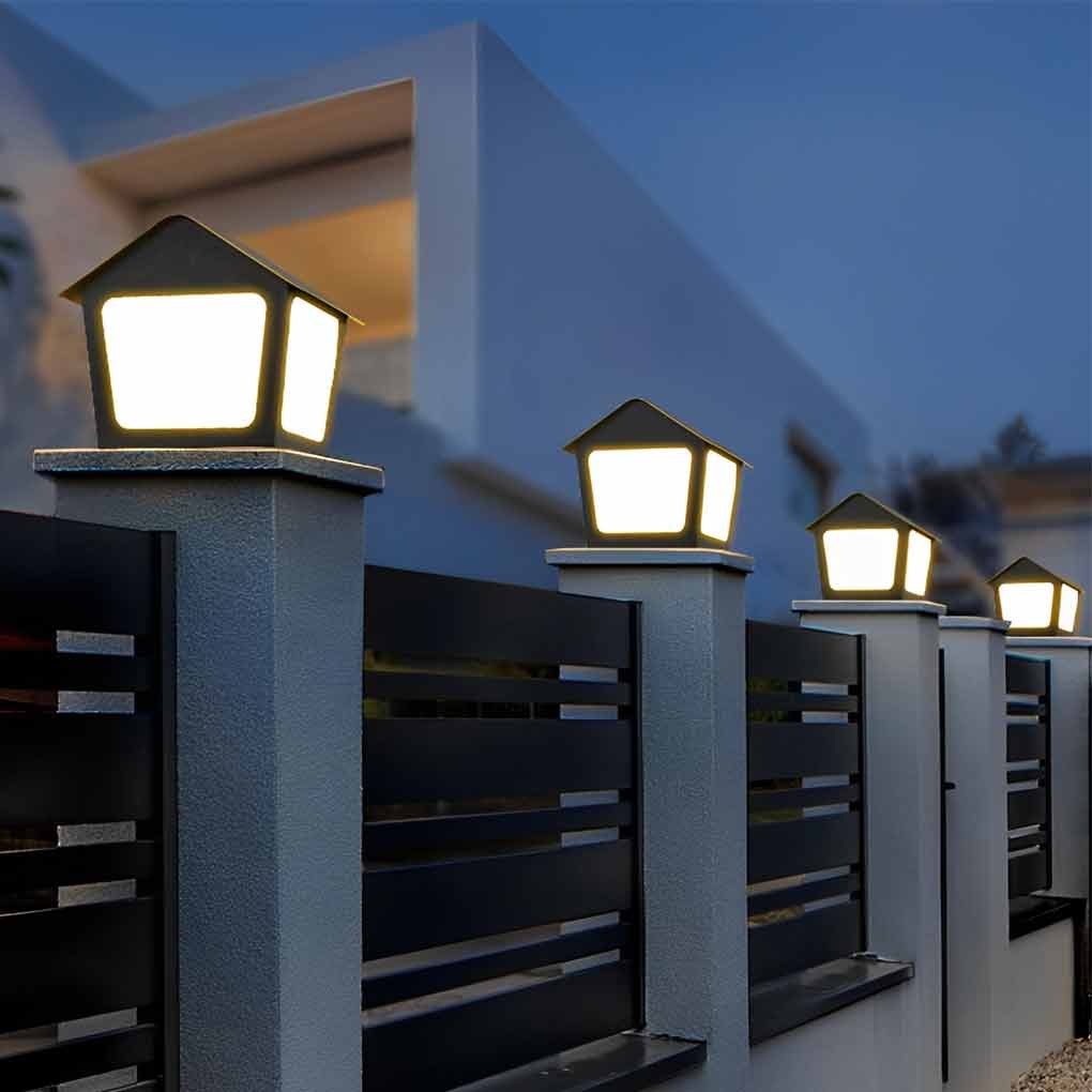 Modern Solar Black Cottage LED Waterproof Fence Post Lights