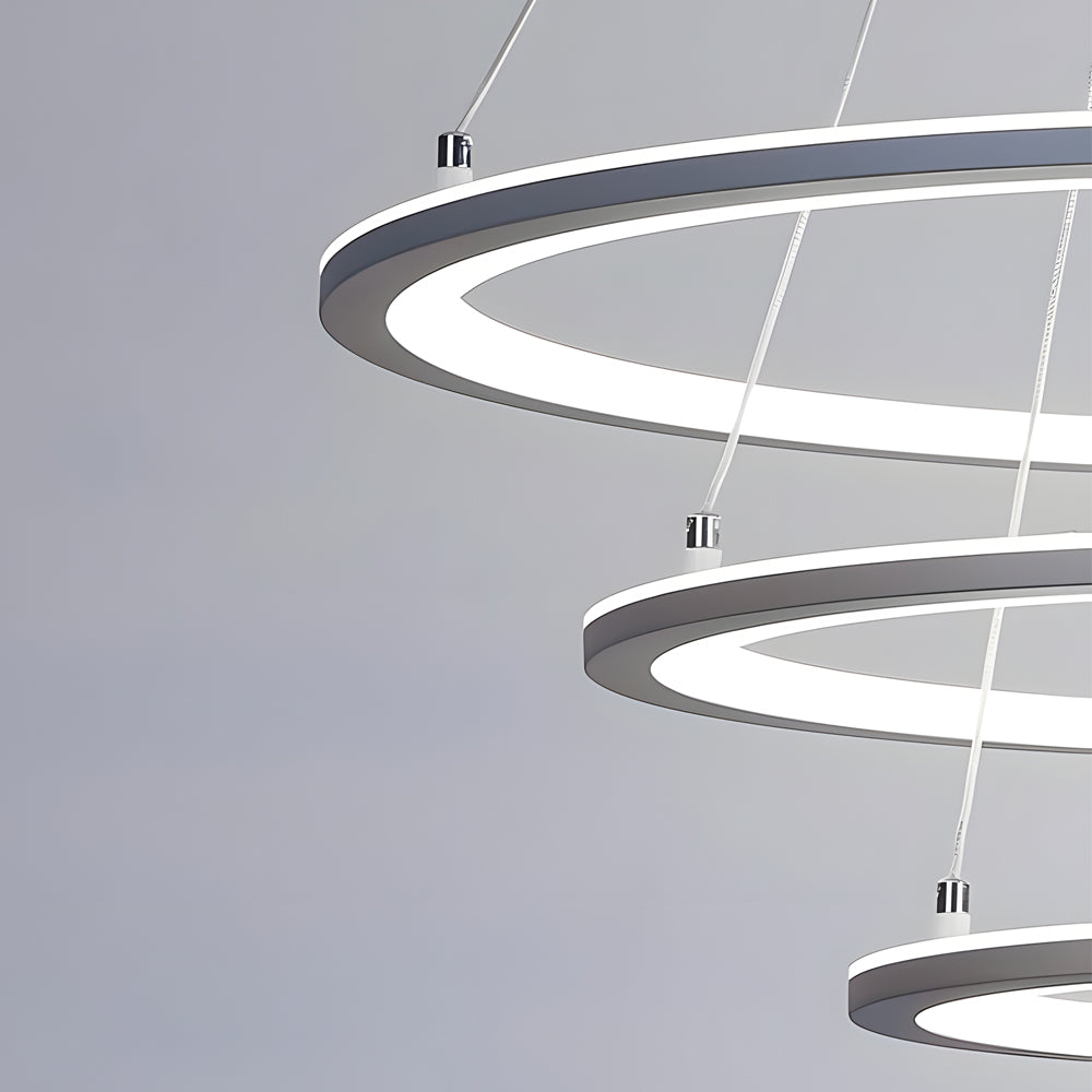 Elegant 4-Ring LED Chandelier with Remote - Mid-Century Design