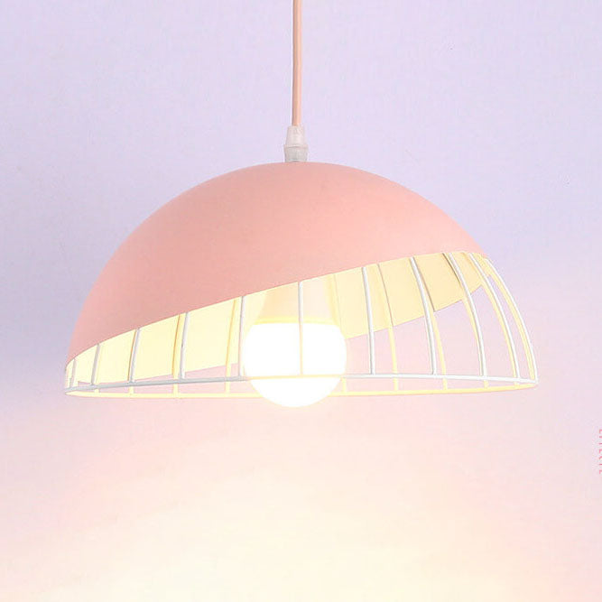 Nordic Macaron 1-Light Aluminum Wire Dome Pendant Light