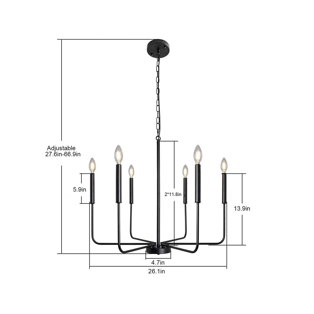 6-Light Rustic Iron Chandelier - Creative American Style