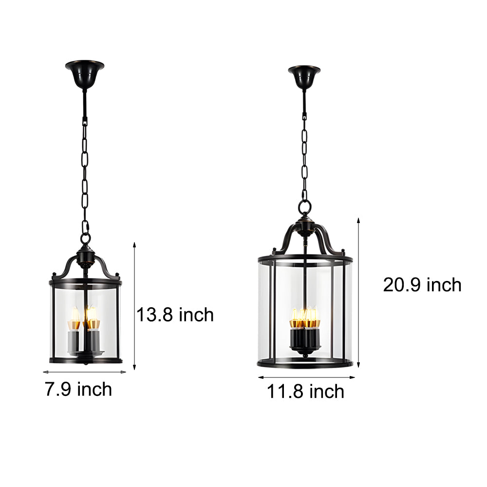 Elegant 3/4-Light Vintage Black Glass Lantern Pendant