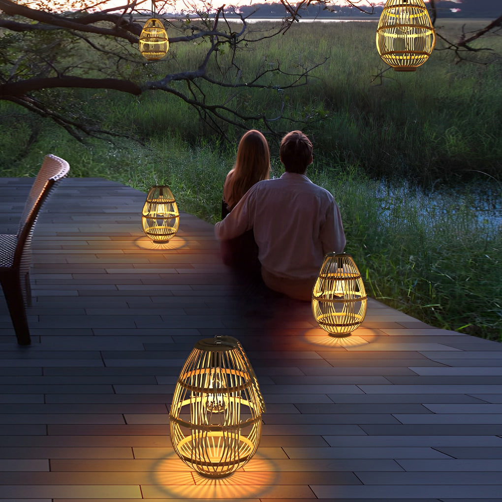 Modern Waterproof Solar Garden Lights - Portable Rattan LED Lawn Lamp