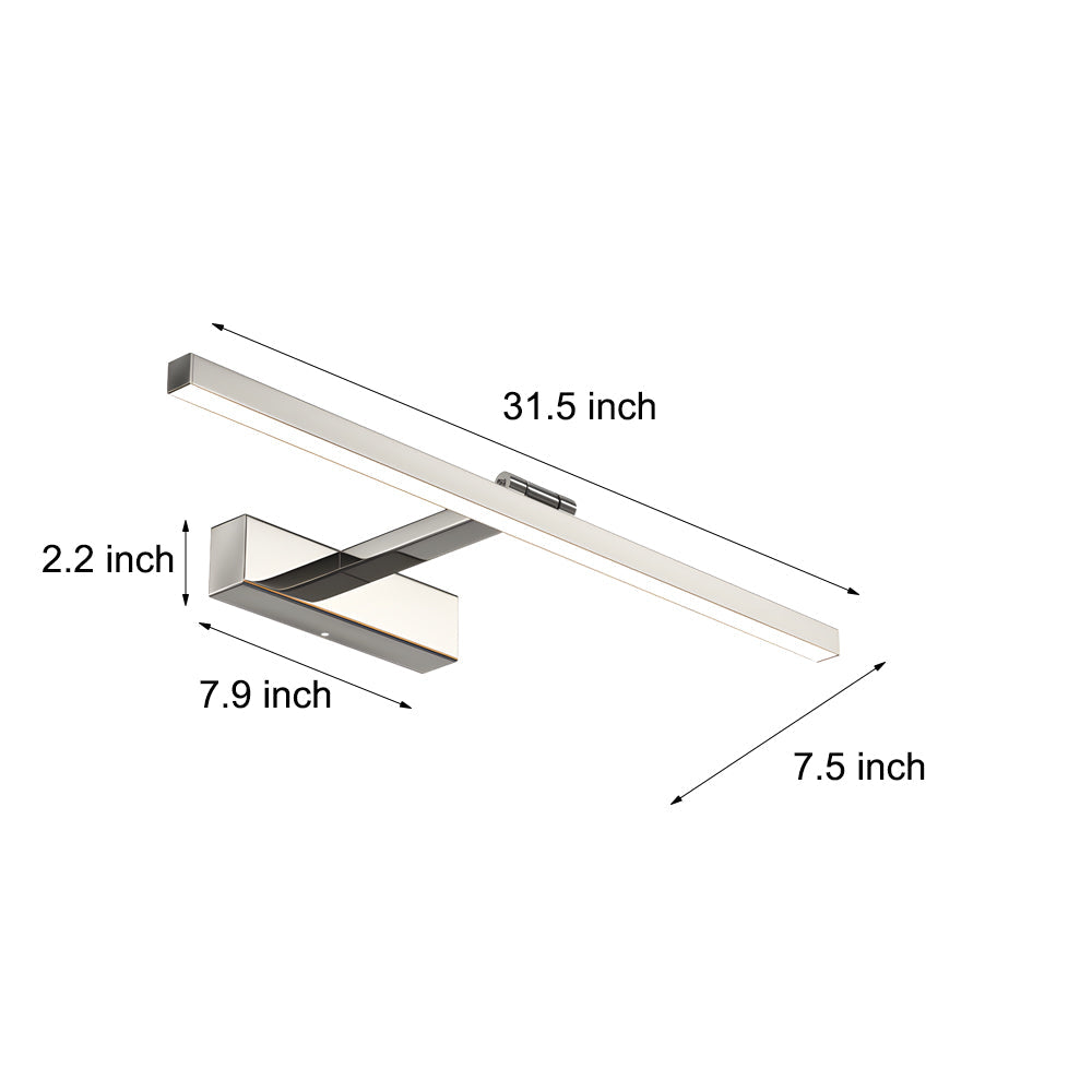 Brillara | 31'' Adjustable LED Vanity Light, Stainless Steel Elegance