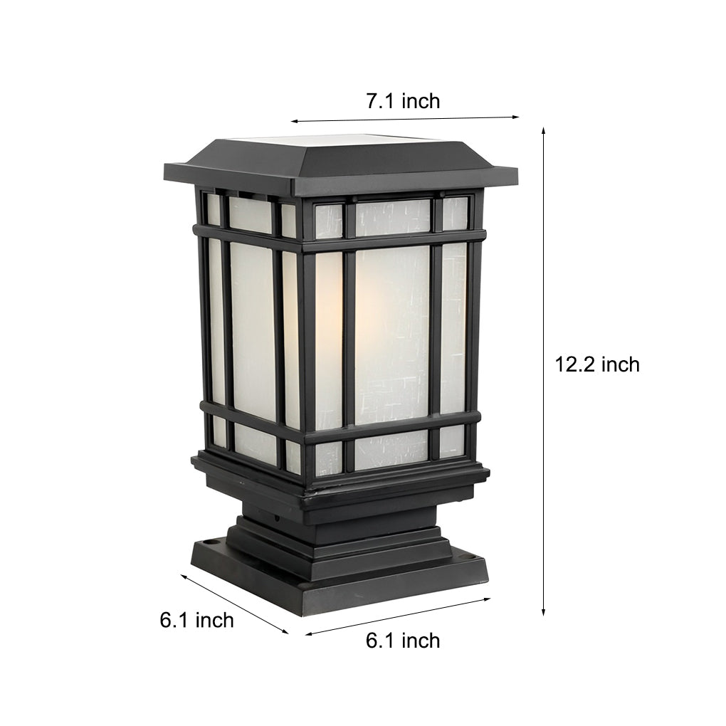 Outdoor Waterproof Solar Fence Post Lights - 3-Step Dimming, Modern Black Design