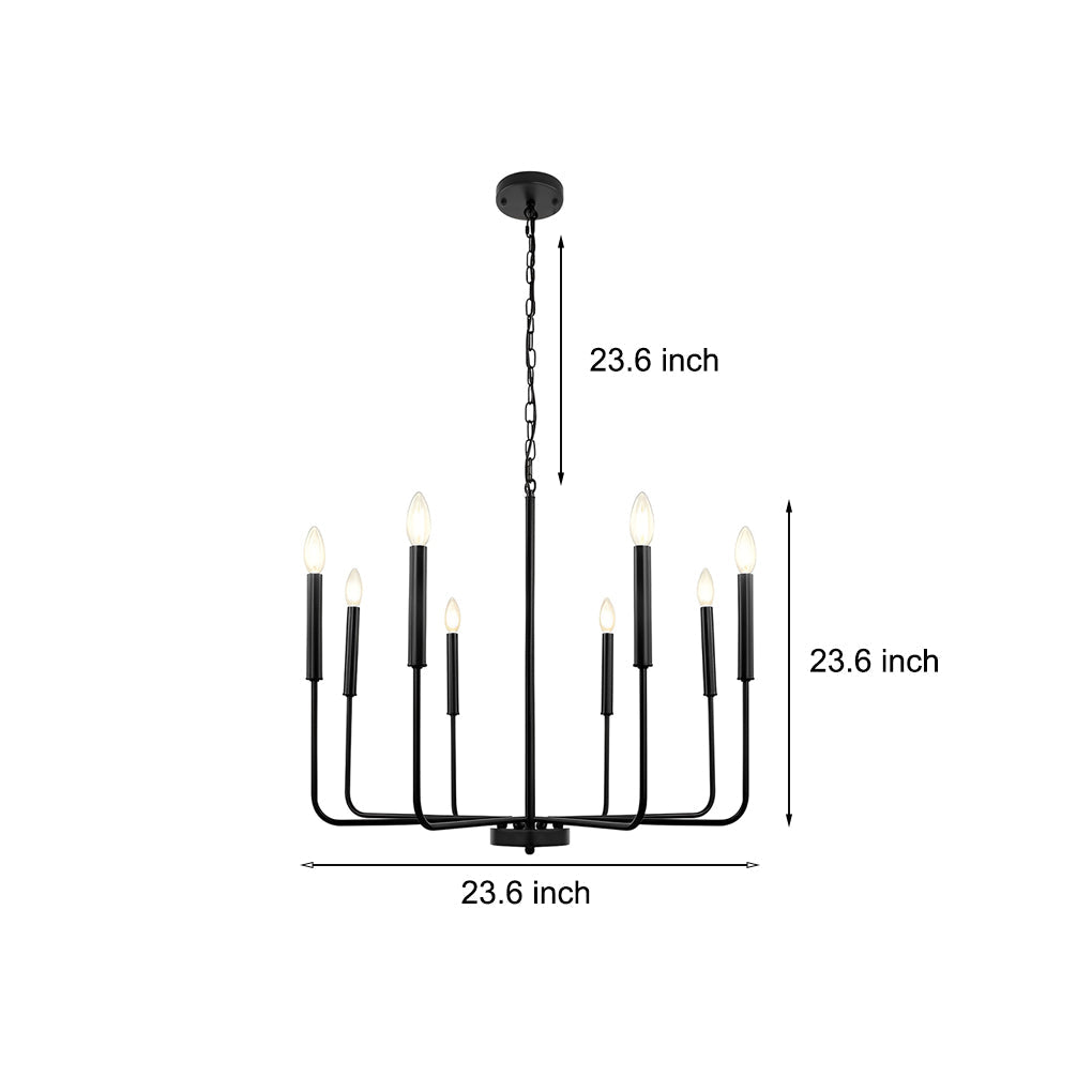 8-Light Industrial LED Chandelier with 3-Step Dimming