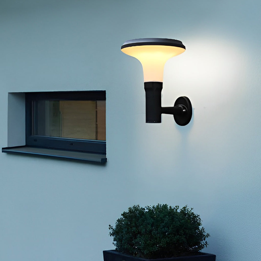 Modern Waterproof Black Solar Wall Lamp - Round Flower Design