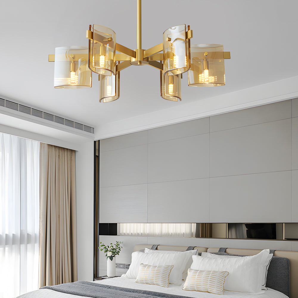 6/8-Light Dimmable Metallic Glass Chandelier - Elegant Lighting