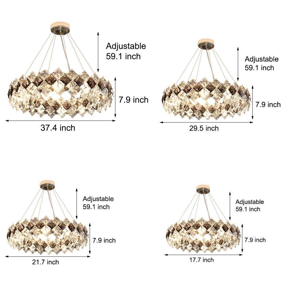 Elegant 3-Step Dimming Crystal Chandelier for Dining Rooms