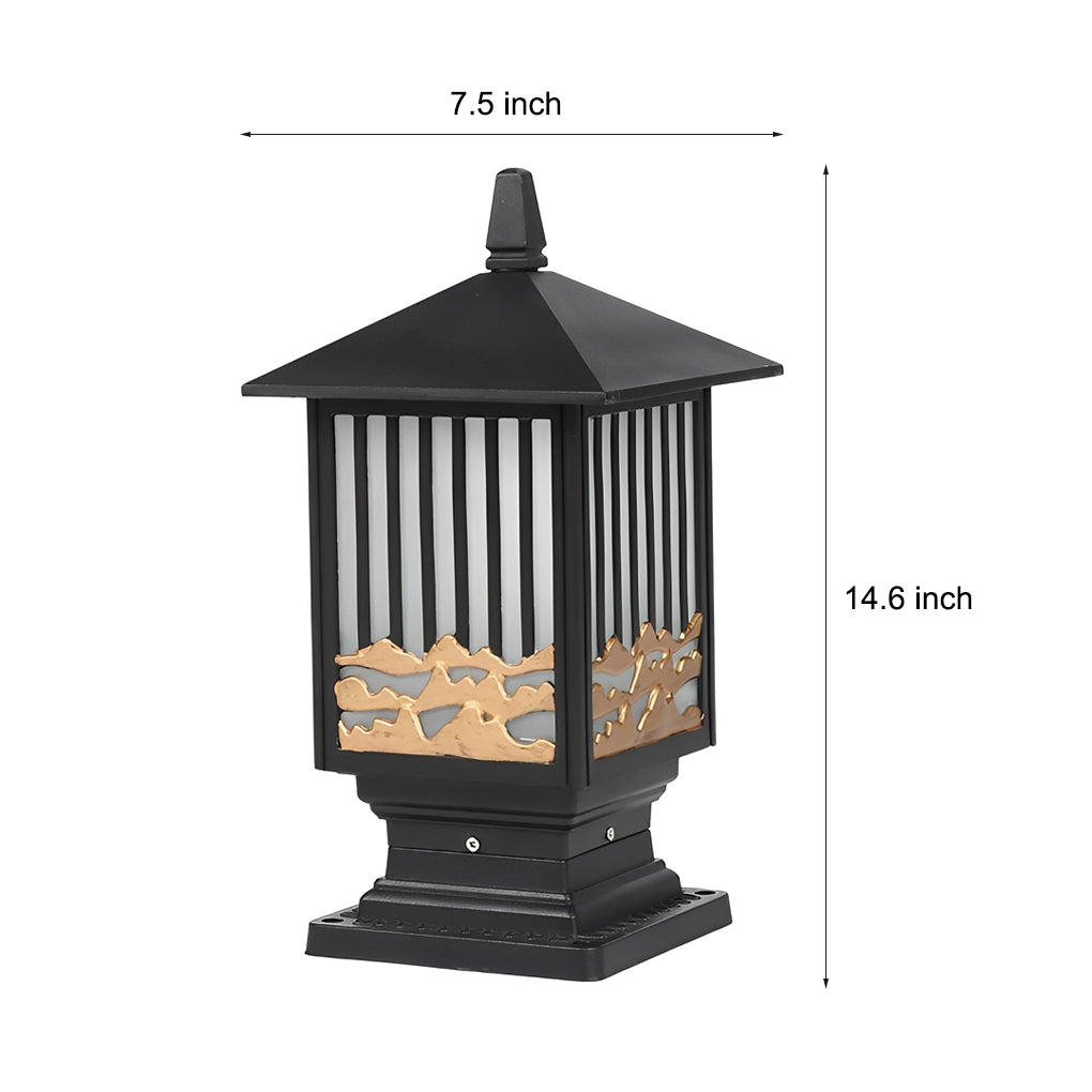 Retro Waterproof LED Solar Fence Post Lights - Vintage Black Design