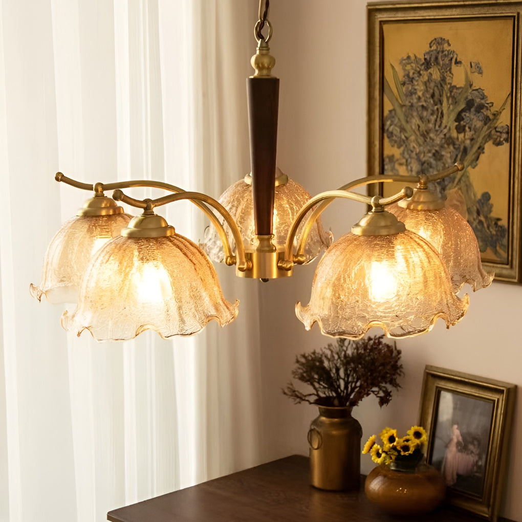 3-Light Vintage Cracked Glass Chandelier Pendant Ceiling Lamp