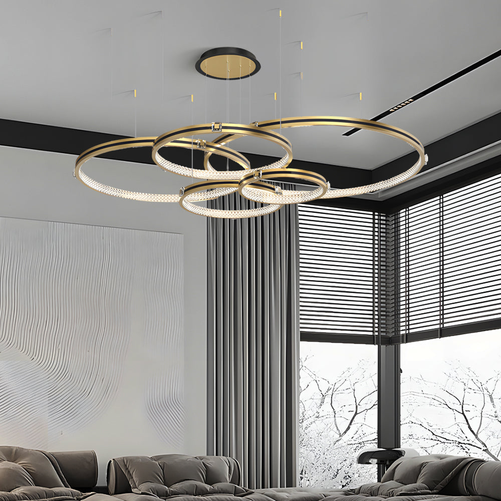 Brushed Gold Circular Ceiling Light - 3-Step Dimming Fixture