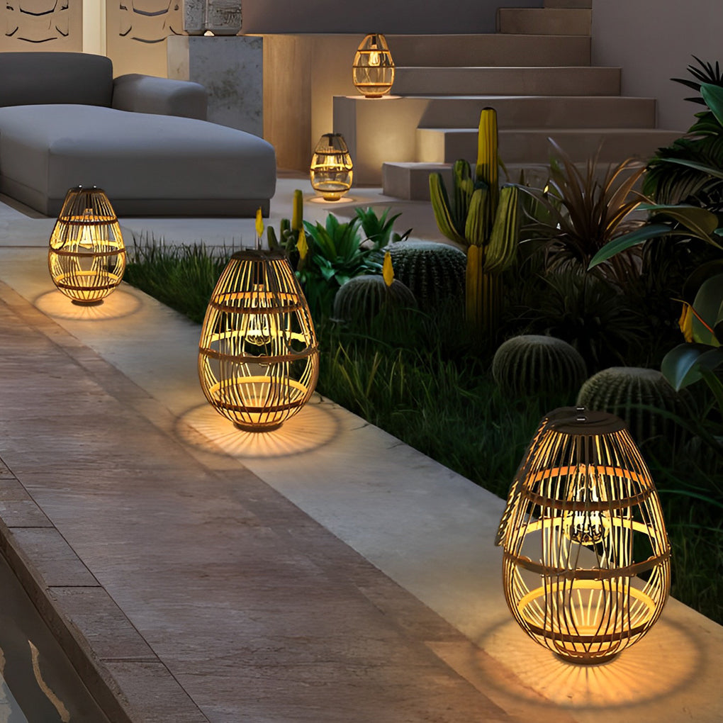 Modern Waterproof Solar Garden Lights - Portable Rattan LED Lawn Lamp